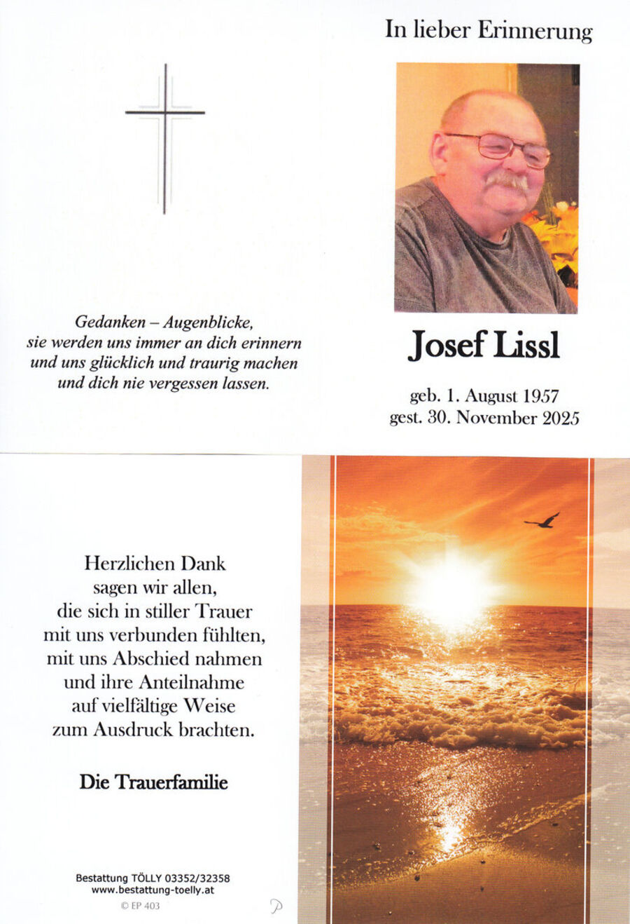 Gedenkkarte Josef Lissl