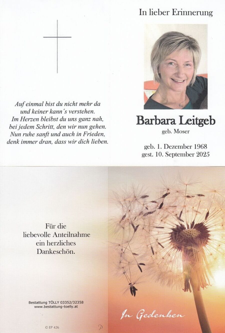 Gedenkkarte Barbara Leitgeb