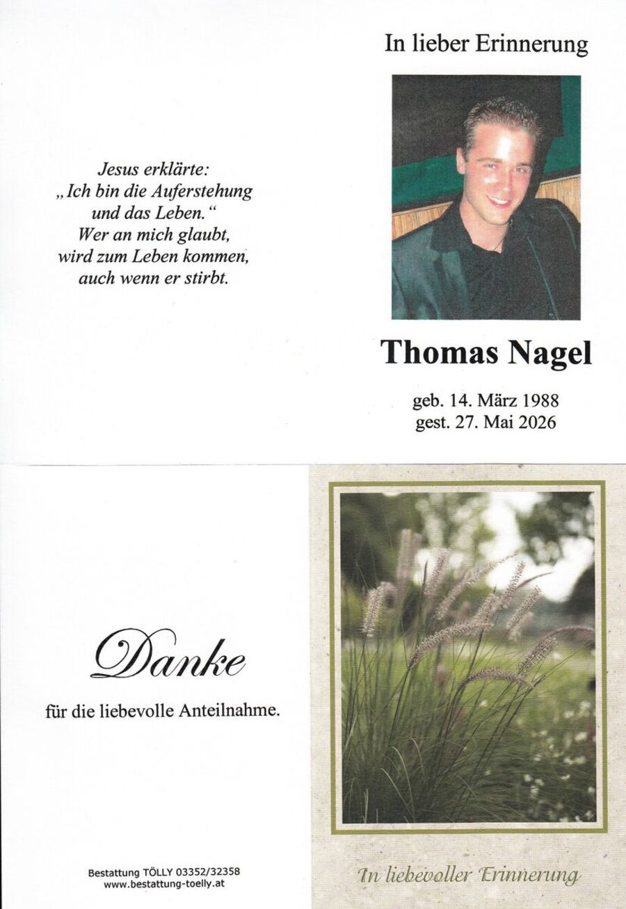 Gedenkkarte Thomas Nagel