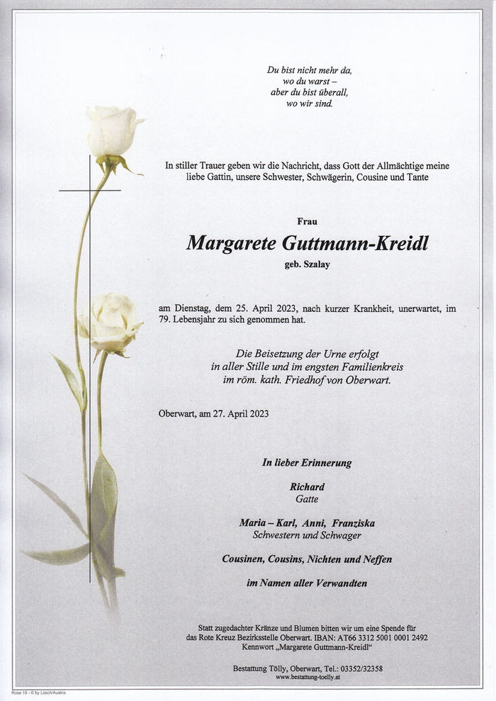 Parte Margarete Guttmann-Kreidl