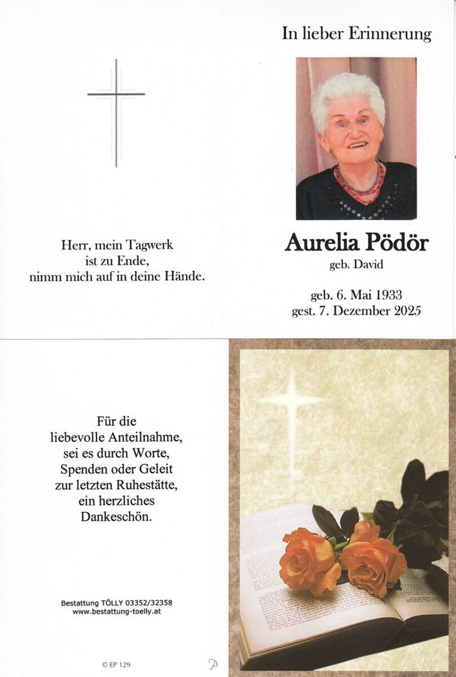 Gedenkkarte Aurelia Pödör