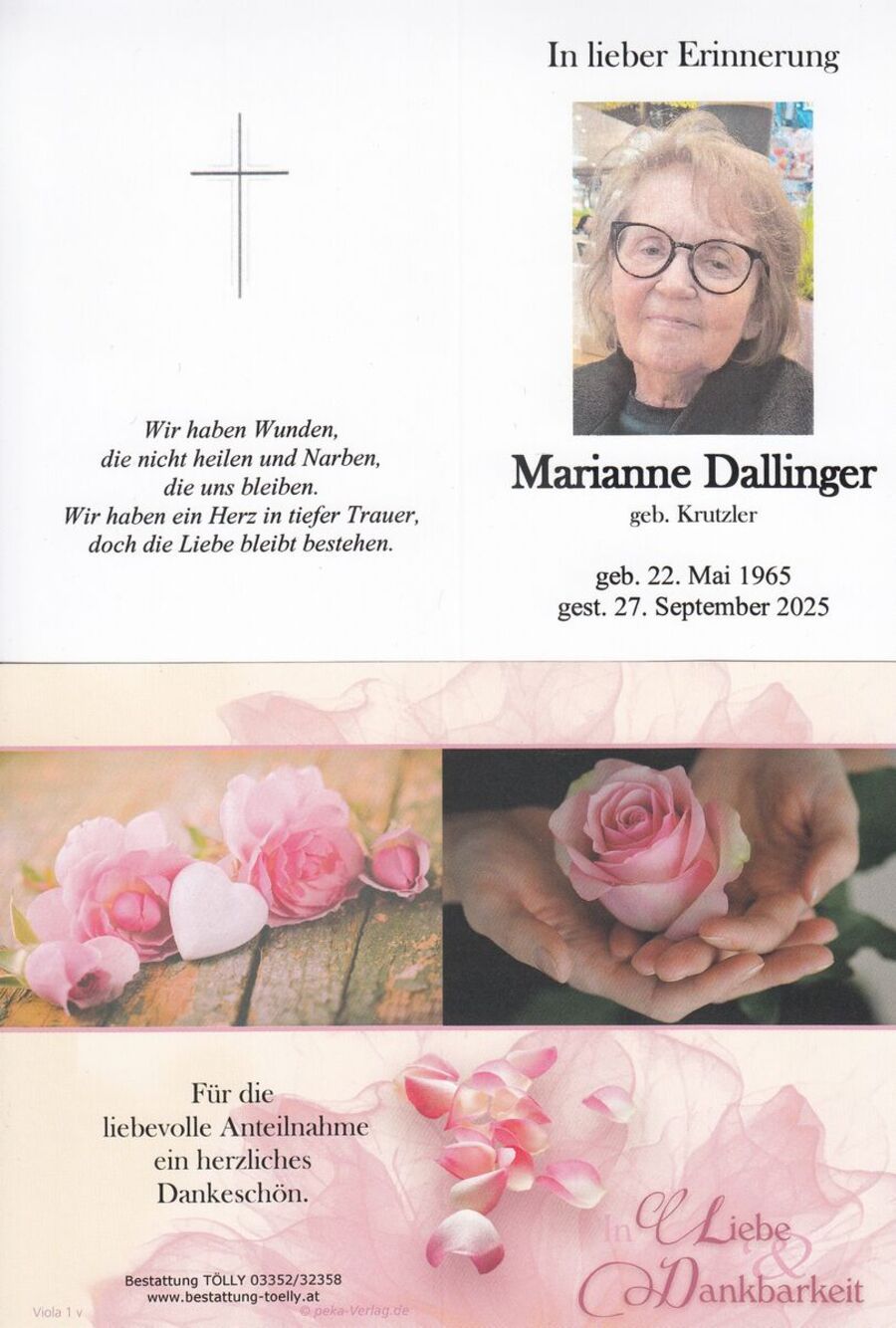 Gedenkkarte Marianne Dallinger