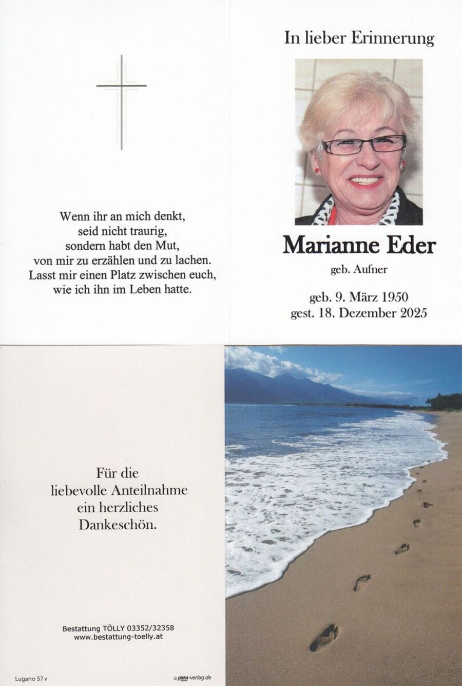 Gedenkkarte Marianne Eder