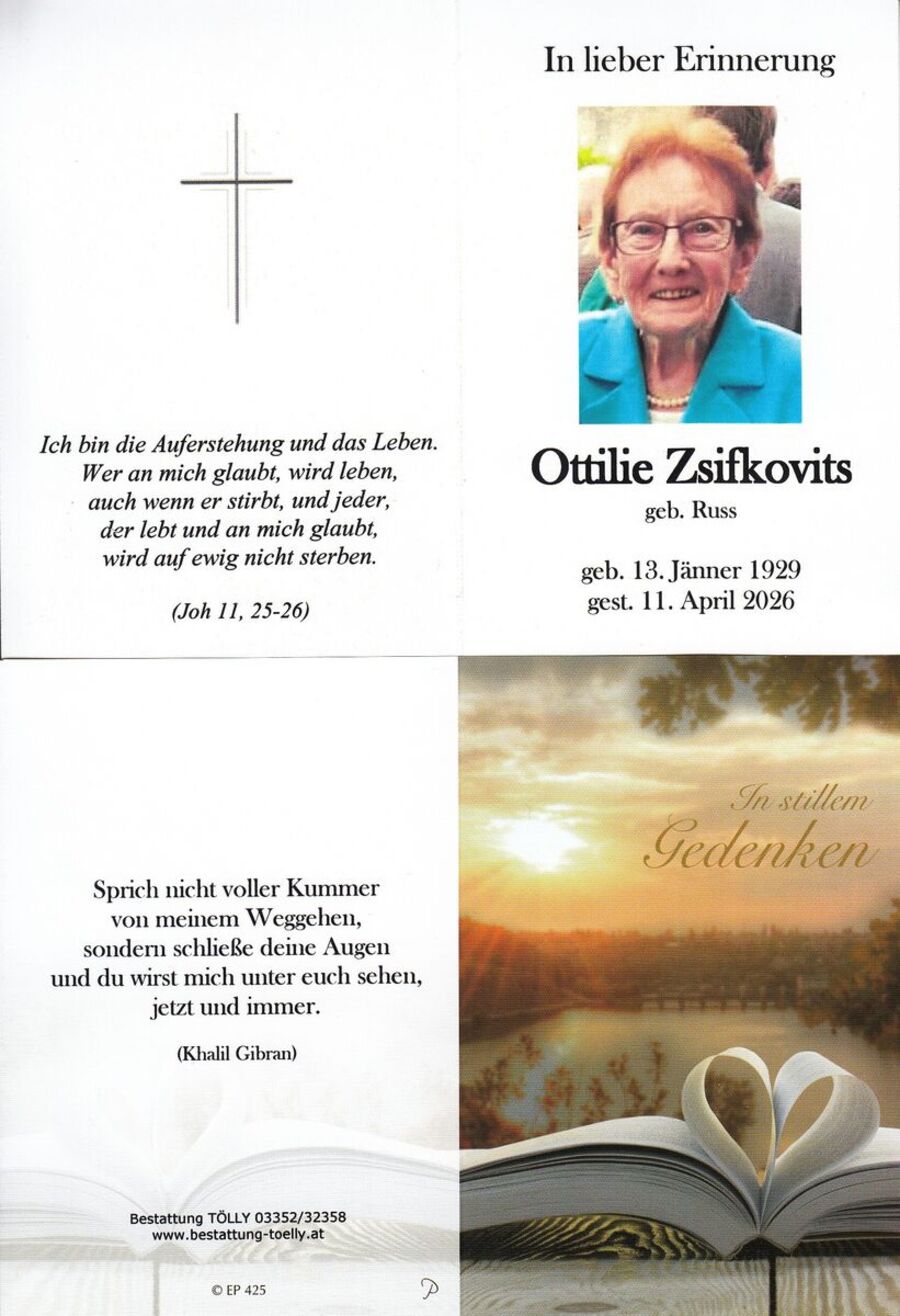 Gedenkkarte Ottilie Zsifkovits