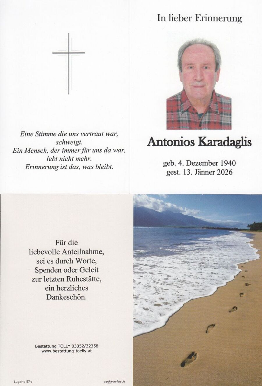 Gedenkkarte Antonios Karadaglis