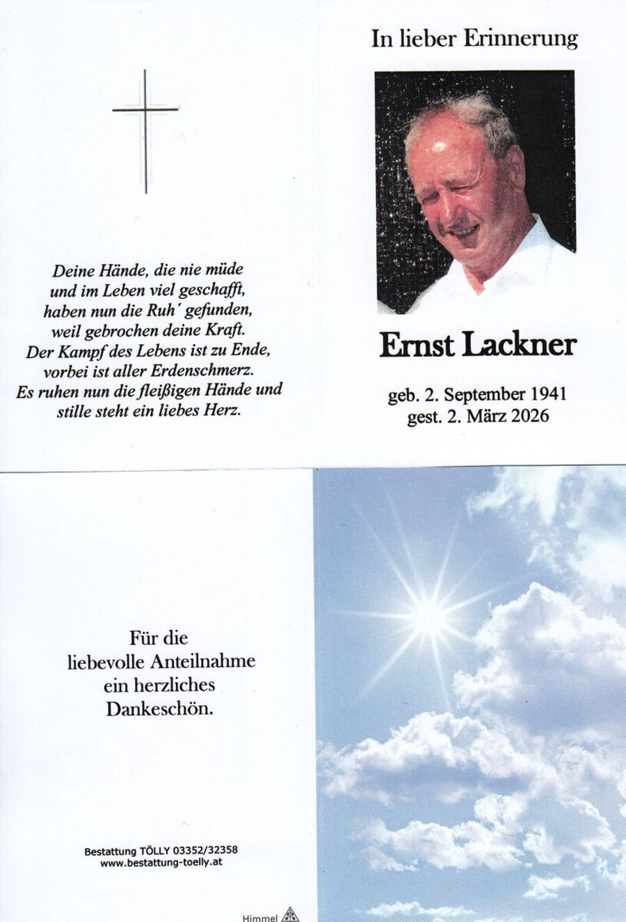 Gedenkkarte Ernst Lackner