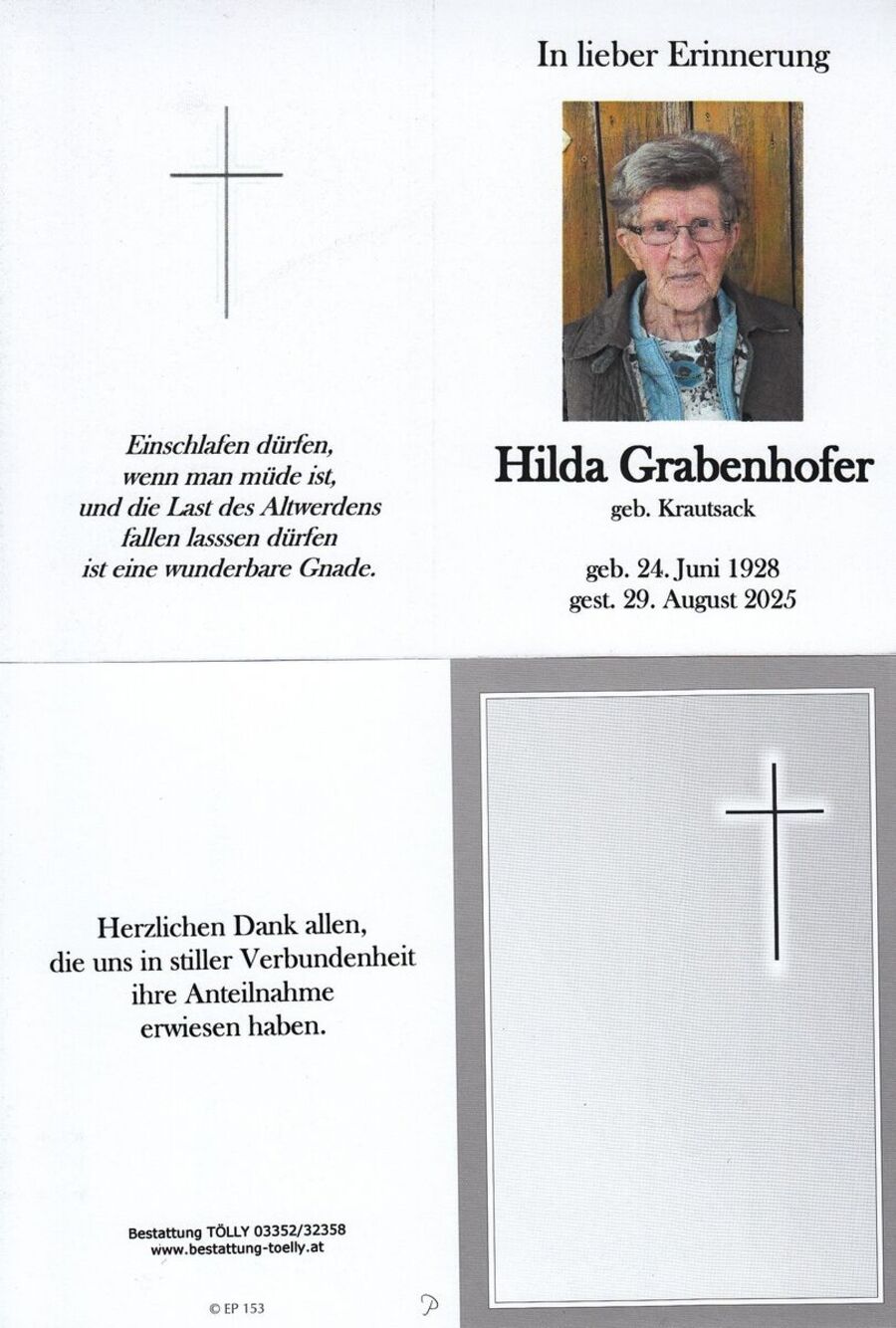 Gedenkkarte Hilda Grabenhofer