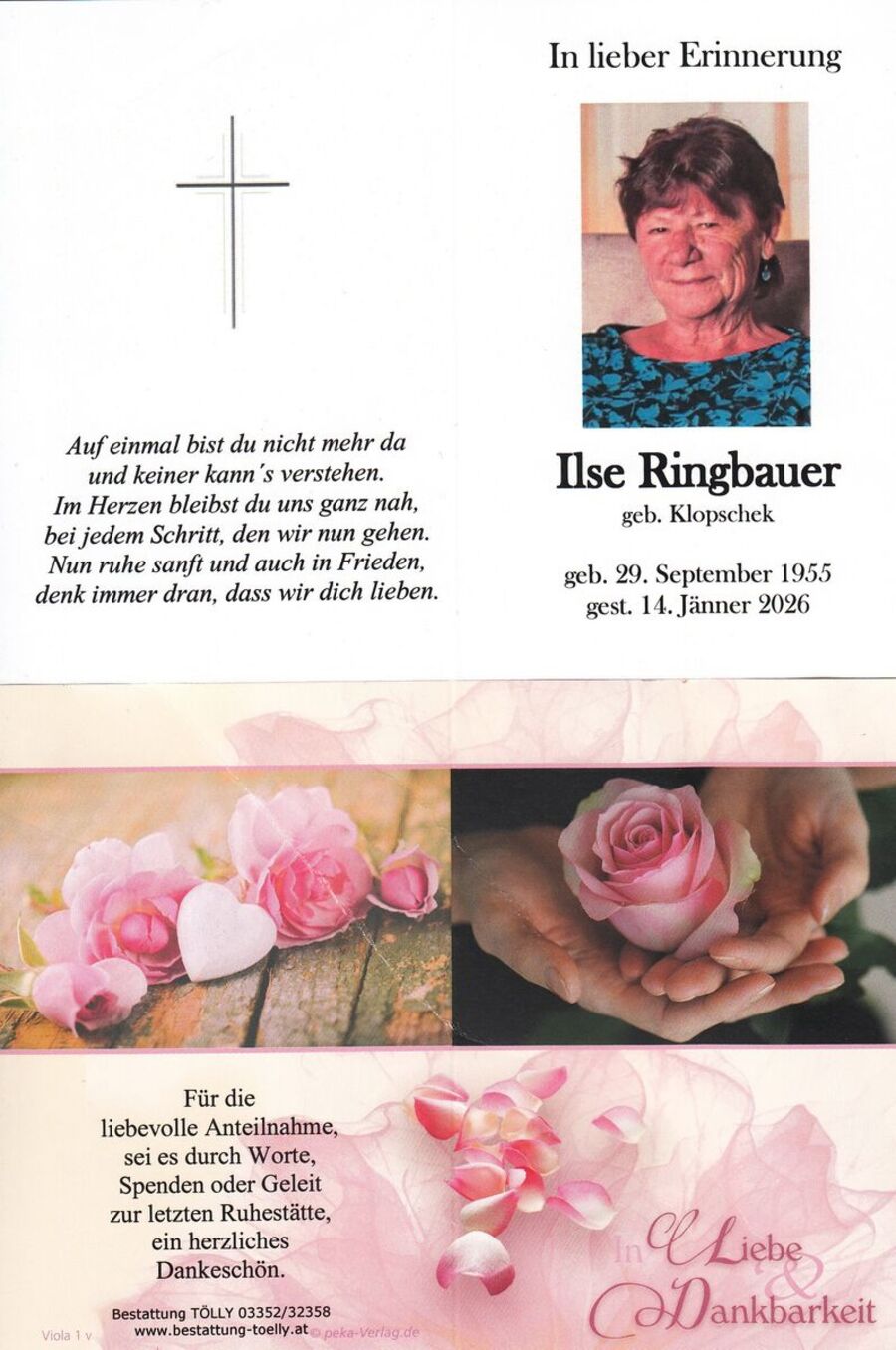 Gedenkkarte Ilse Ringbauer