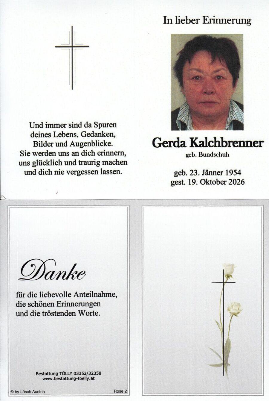Gedenkkarte Gerda Kalchbrenner