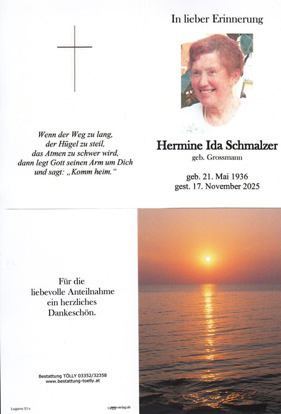 Gedenkkarte Hermine Ida Schmalzer
