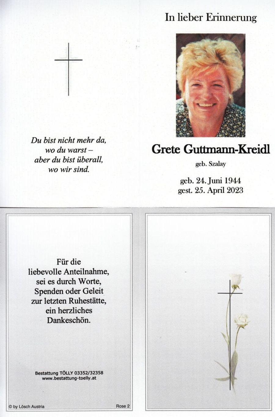 Gedenkkarte Margarete Guttmann-Kreidl