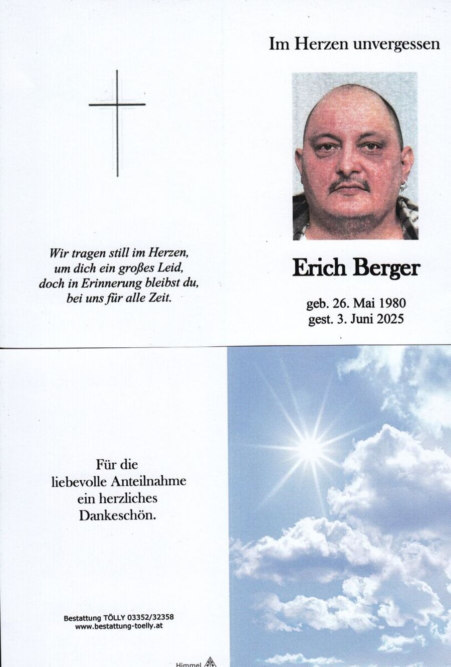 Gedenkkarte Erich Berger
