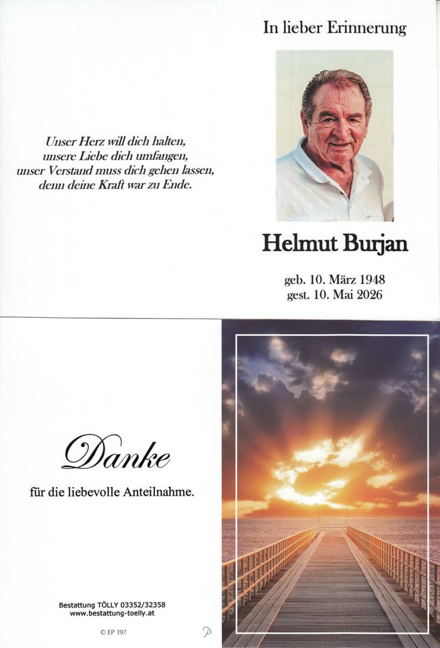 Gedenkkarte Helmut Burjan
